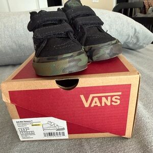 Vans Black and Green Camouflage High-Tops